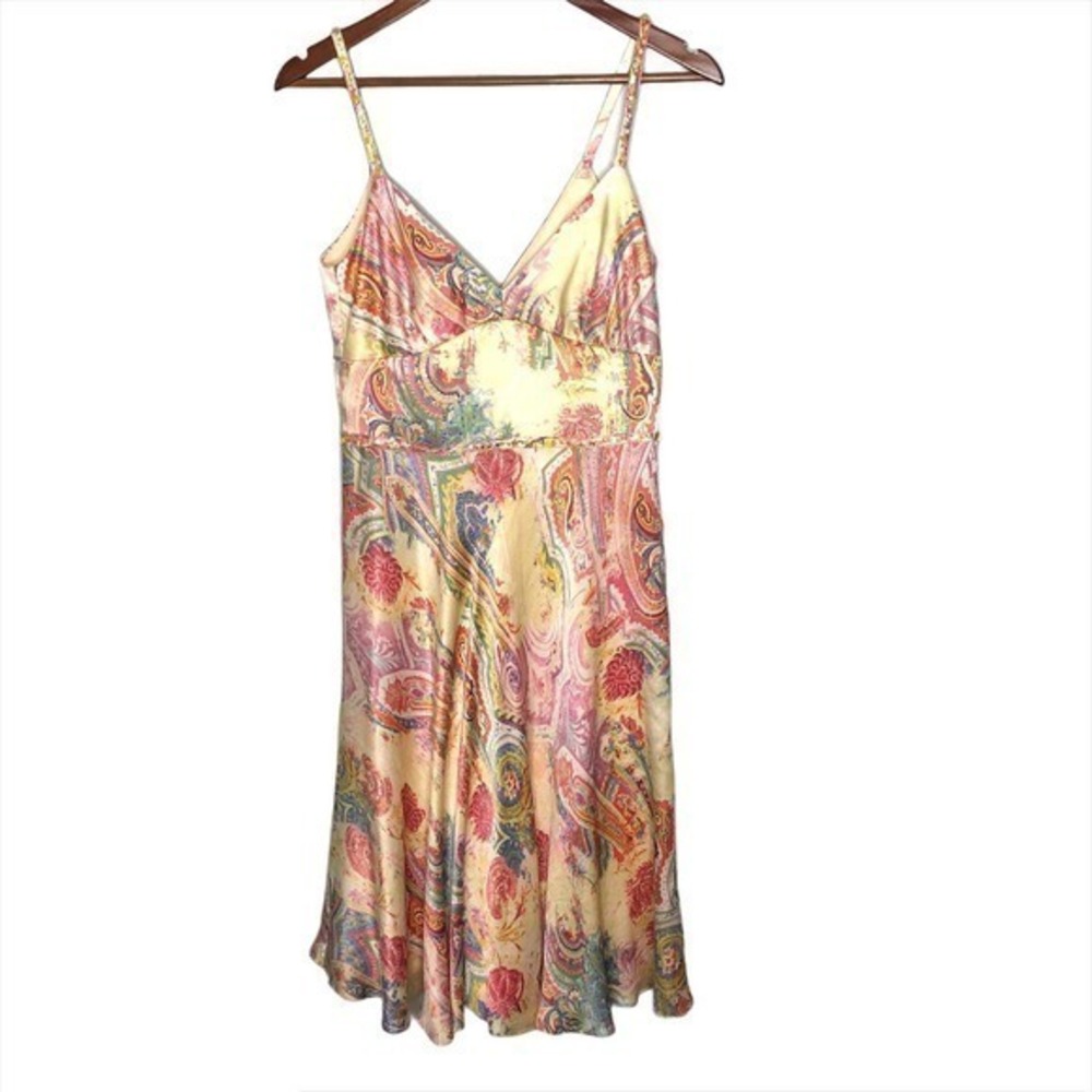 Kay Unger Silk Beaded Sequined Paisley Print Boho